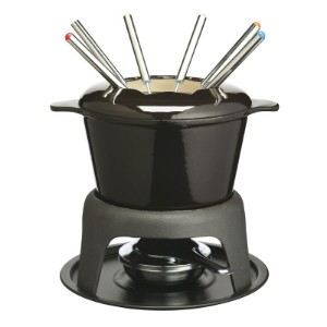 8 piece fondue set, made from enameled cast iron - by Kitchen Craft