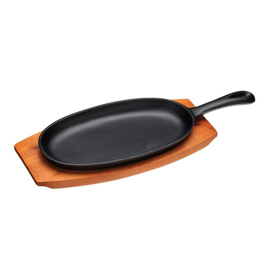 Cast iron platter with wooden support - Kitchen Craft