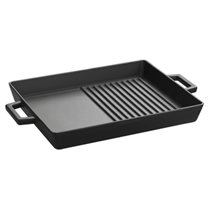 Dual tray with grill griddles and flat surface, 26 x 32 cm, LAVA