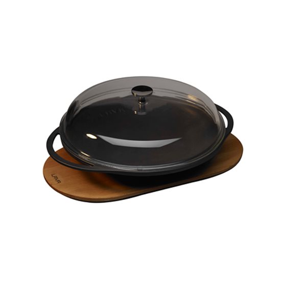 Turski wok, liveno željezo, 20 cm, sa drvenim postoljem - LAVA