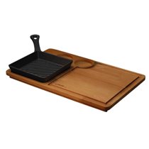 Set of grill pan, cast iron, 16 x 16 cm, with stand - LAVA