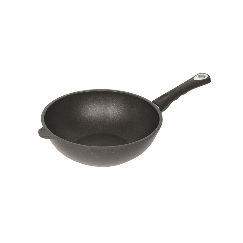 Grens poll output Wok frying pan, aluminum, 28 cm, induction - AMT Gastroguss | KitchenShop