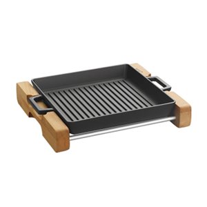 Grill tray, 26 x 26 cm, with wooden stand - LAVA brand