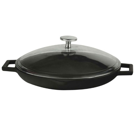 Frying pan with lid, 30 cm, "Glaze" range, black - LAVA brand