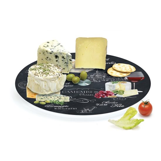 Περιστρεφόμενη πιατέλα "World of Cheese" για μερίδα τυριού, 32 εκ .