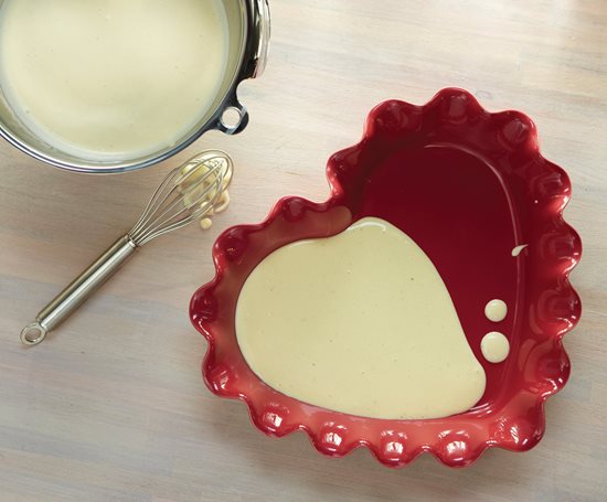 Heart-shaped baking dish, ceramic, 33x29cm, Burgundy - Emile Henry 