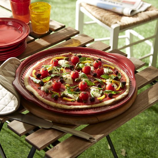 Pizza tray, ceramic, 40cm, Burgundy - Emile Henry