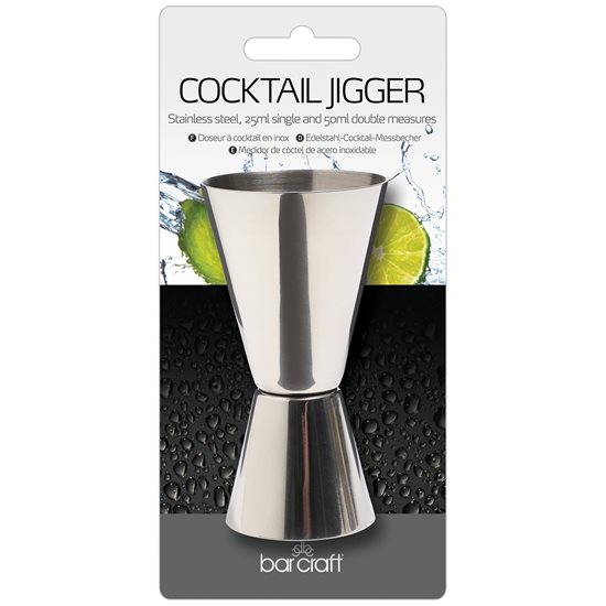 Copa cóctel doble medida, 25/50 ml, acero inoxidable, color plateado - Kitchen Craft