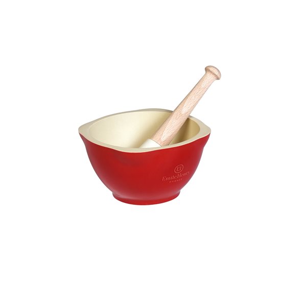 Mortar with pestle, ceramic, 14 cm, Burgundy - Emile Henry