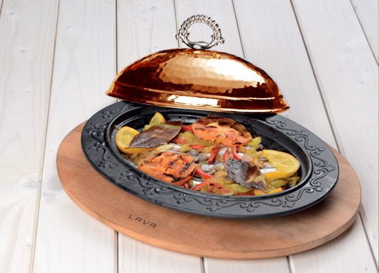 Oválny servírovací tanier, 28 x 20 cm, so stojanom - LAVA