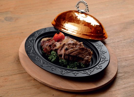Oválny servírovací tanier, 28 x 20 cm, so stojanom - LAVA