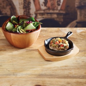 Mini tava, lijevano željezo, 11,5 cm, s drvenim postoljem - Artesa