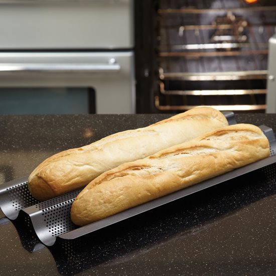 Tráidire le haghaidh baguettes na Fraince a ullmhú, 39 x 16.5 cm, cruach - Kitchen Craft