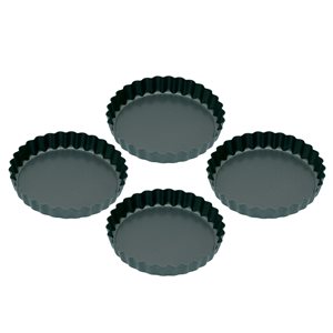 Set of 4 mini-moulds for custard tarts, 10 cm - made by Kitchen Craft