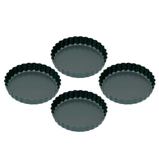 Set of 4 baking tins for mini-tarts, steel, 10 cm - Kitchen Craft