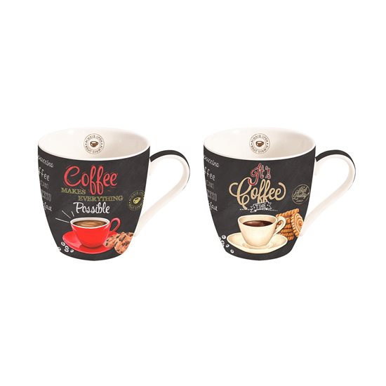 Set mit 2 Porzellantassen 350 ml, "It's coffee time" - Nuova R2S
