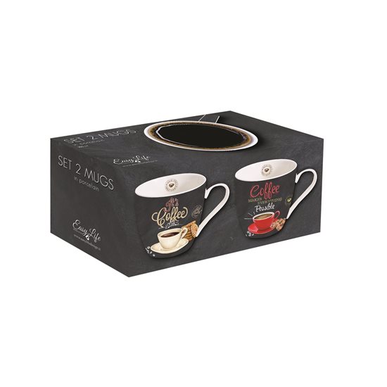 Conjunto de 2 canecas de porcelana de 350 ml, "It's coffee time" - Nuova R2S