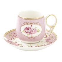 Espresso cup with saucer set, 125 ml, "Heritage", pink - Nuova R2S