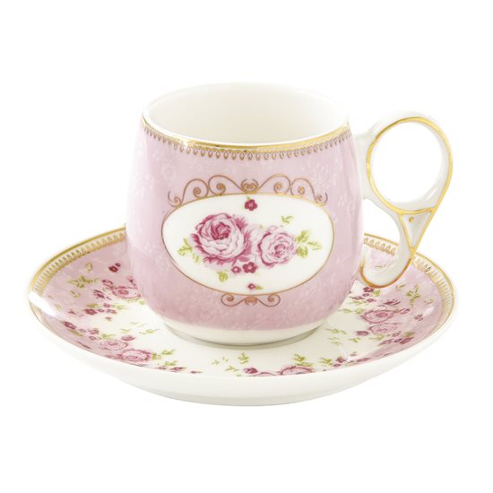 Juego de taza espresso con platillo, 125 ml, "Heritage", rosa - Nuova R2S