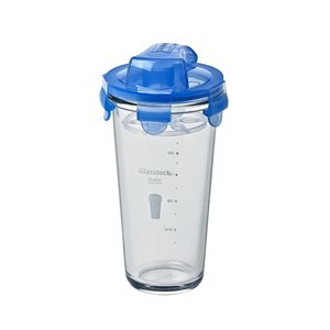 Shaker made from glass, 450 ml, blue - Glasslock