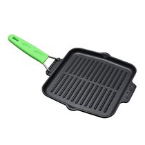 Grill pan, 21 x 21 cm, green handle - LAVA brand