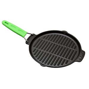 Grill pan, round, 23 cm, green handle - LAVA brand