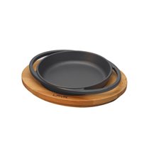 16-cm tray, cast iron, with wooden stand - LAVA brand