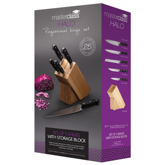 6 bıçak seti, meşe ağacından yapılmış tutuculu - Kitchen Craft