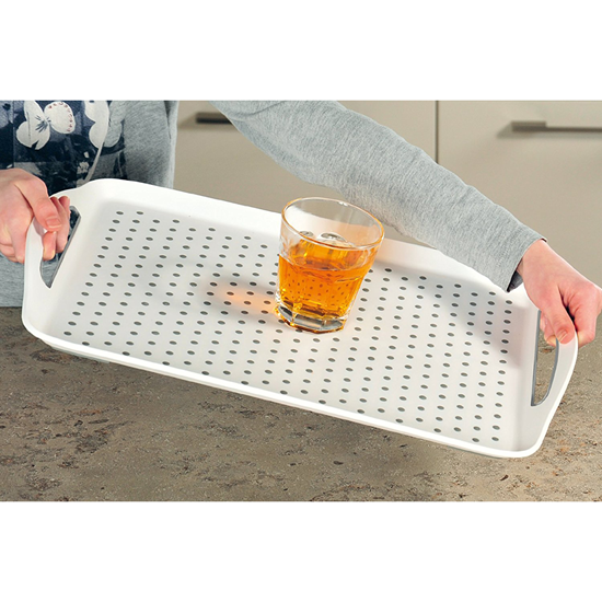 Serving tray, plastic, 45.5 x 32 cm, white - Kesper