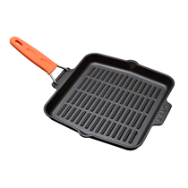Square grill pan, 24 x 24 cm, orange handle - LAVA brand
