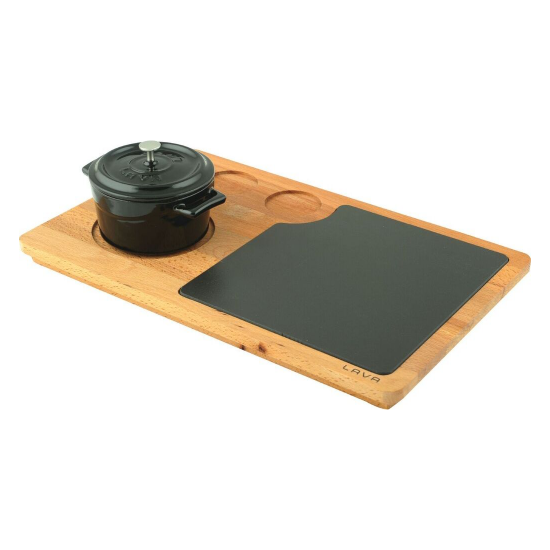 Set aus Servierplatte und Topf, Gusseisen, schwarz - Marke LAVA