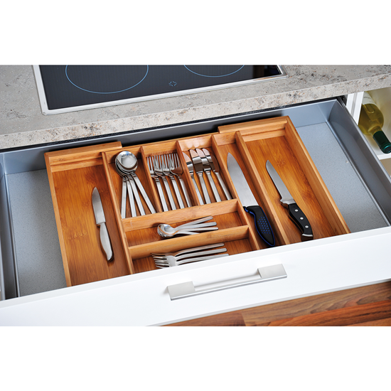 Expandable cutlery organiser, 35-58 cm, bamboo - Kesper