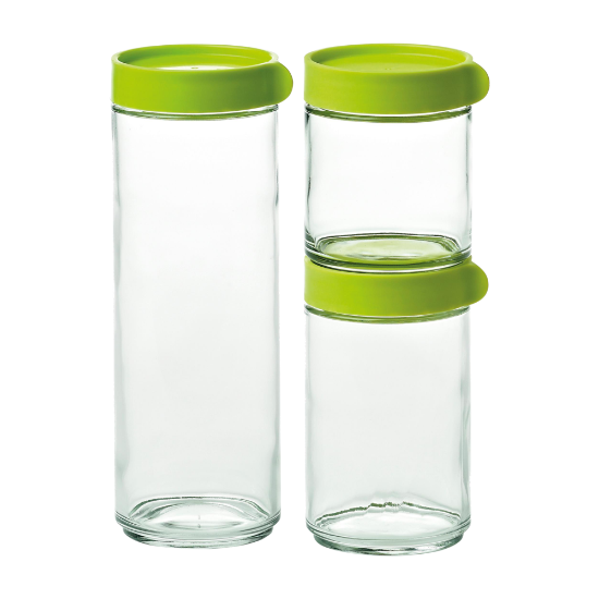 Lot de 3 récipients alimentaires ronds en verre, vert – Glasslock