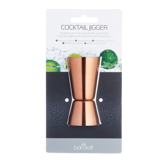 Dvojitá odměrná koktejlová sklenice, 25/50 ml, nerezová ocel, měď - BarCraft
