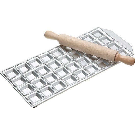 36-compartment mold for classic Ravioli pasta + rolling pin - Imperia