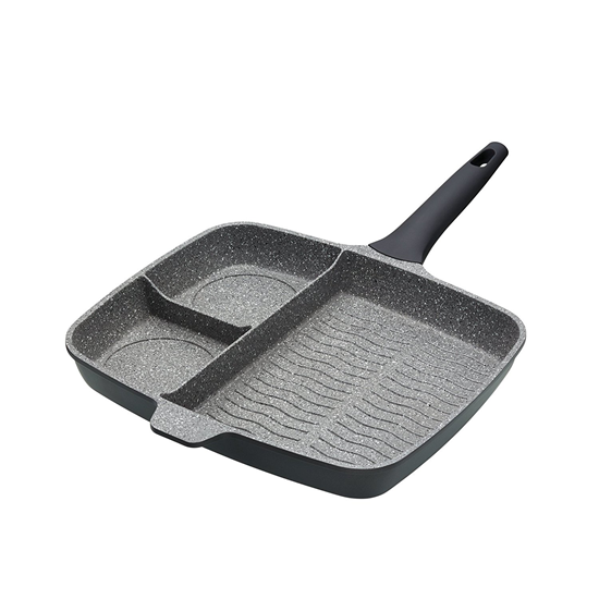 Grill pan 3 compartimentos de alumínio - produzidos por Kitchen Craft
