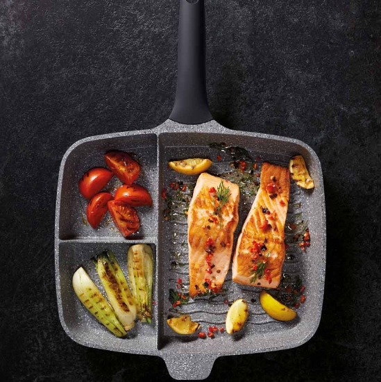 Grill pan 3 compartimentos de alumínio - produzidos por Kitchen Craft