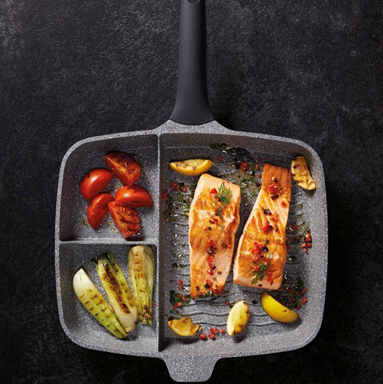 Grill pan 3 aluminium compartments - produced by Kitchen Craft