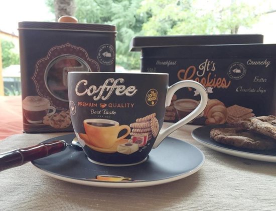 Set 2 porcelanastih skodelic 350 ml, "It's coffee time" - Nuova R2S