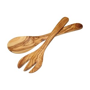 2-piece salad server utensil set, 29 cm, olive wood - Kitchen Craft