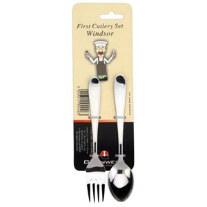 "Windsor" stainless steel set of spoon and fork for children - Grunwerg
