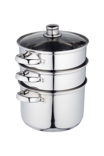 Set of multi-tiered stainless steel cooking pots for steam cooking - by Kitchen Craft
