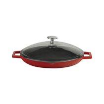 Cast iron frying pan with lid, 26 cm, "Glaze" range, red - LAVA brand
