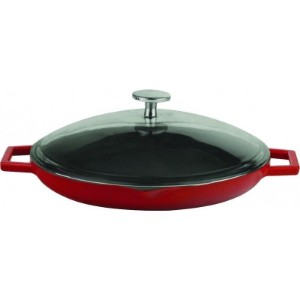 Frying pan with lid, 30 cm, "Glaze" range, red - LAVA brand