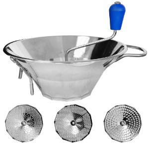 Triturador manual com 3 peneiras, 36,2 cm, aço inox - marca "de Buyer"