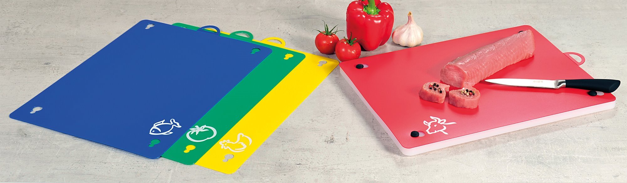 Set of cutting board and interchangeable cutting topper sheets, 5 pieces -  Kesper | KitchenShop