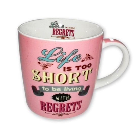 Mugg, gjord av porslin, 350 ml, "Life is too short" - Nuova R2S