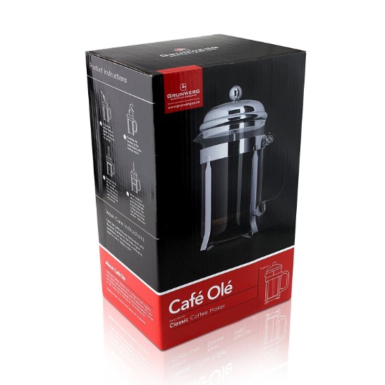 "Cafe Ole Classic" lasinen kahvinkeitin, 800 ml, "Kromi" - Grunwerg 