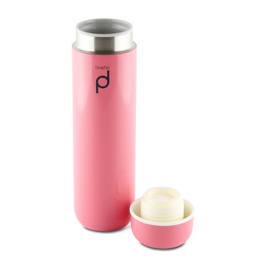 Wärmedämmflasche "DrinkPod" aus Edelstahl, 300 ml, Pink - Grunwerg