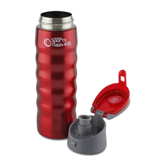 Garrafa de isolante térmica "Pioneer Sports" feita de aço inoxidável, 480 ml, Vermelho - Grunwerg